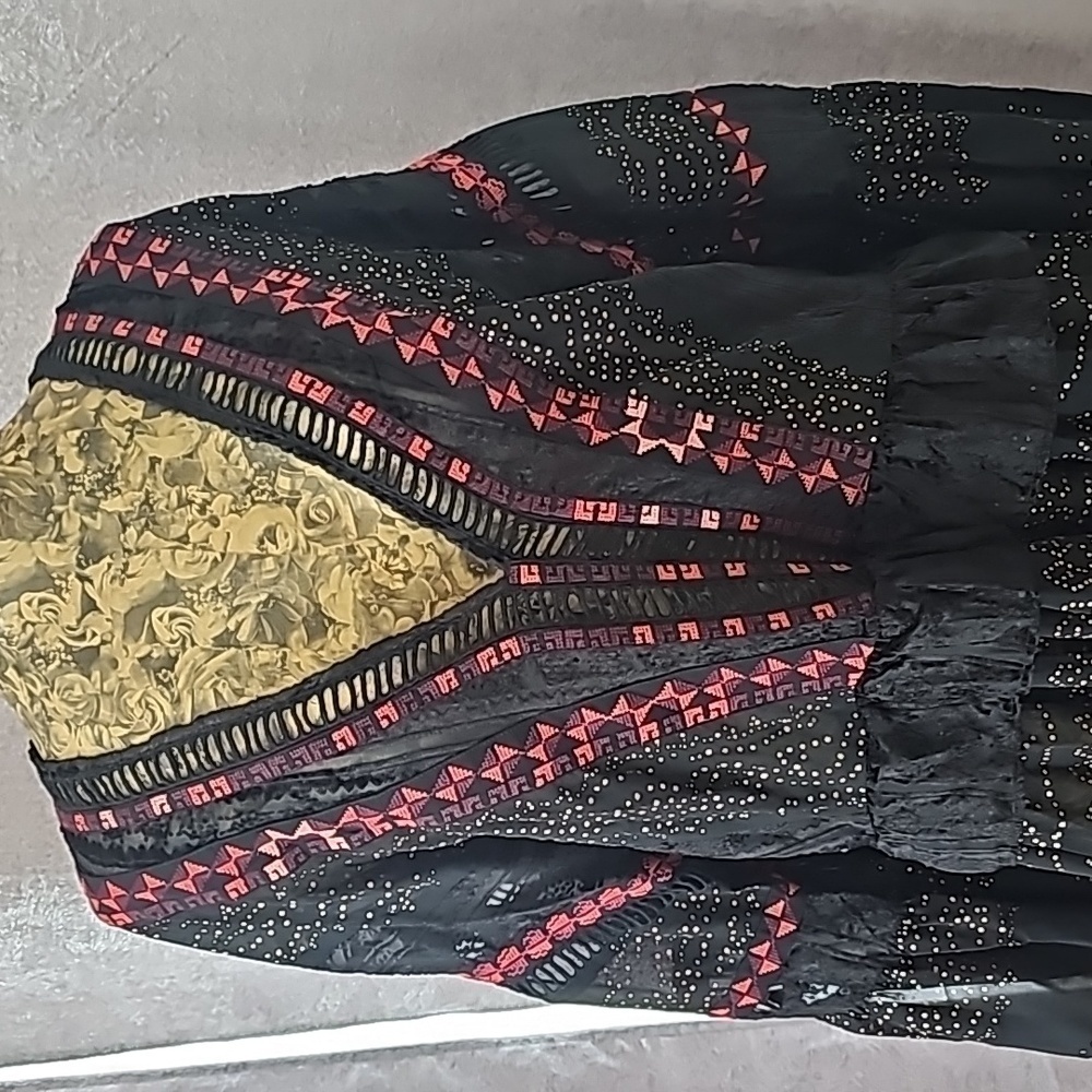 NWOT Free People Anthropologie Sheer Balloon Sleeve Dress - Black - Medium - Picture 3 of 6